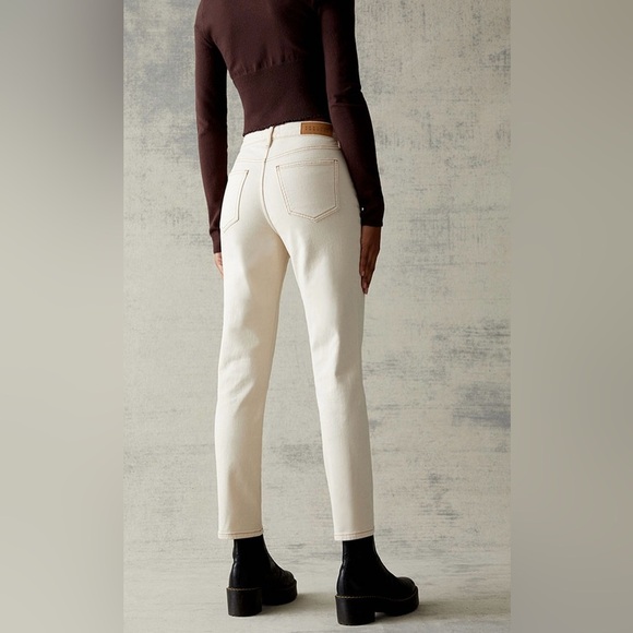 Pacsun Jeans Womens 31 Irish Cream Stretch Mom High Rise Straight Leg Denim NEW - Picture 2 of 8